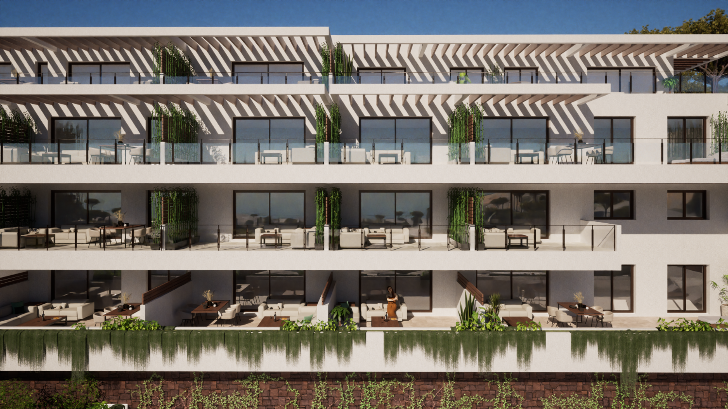 Obra nueva- Apartamentos en estupendo complejo con vistas panorámicas al mar en Sitio de Calahonda.